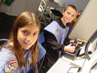 Two students at Challenger Learning Center Two students at Challenger Learning Center