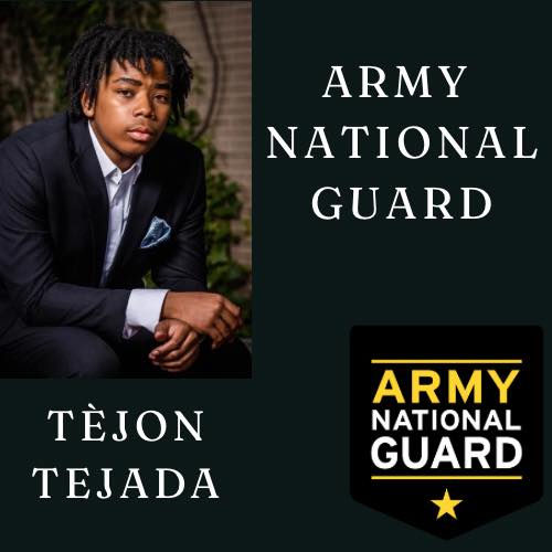 Picture of TeJon Tejada with the words Army National Guard.