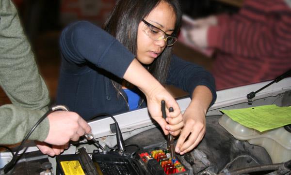 EMCC Auto Services student works on a vehicle EMCC Auto Services student works on a vehicle