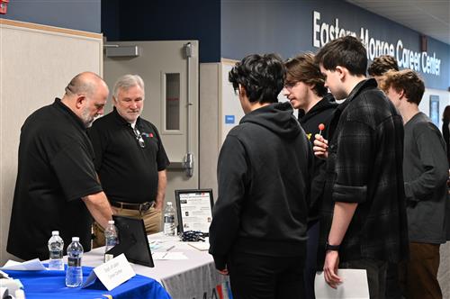 EMCC students talk with a local employer at the Career Expo.